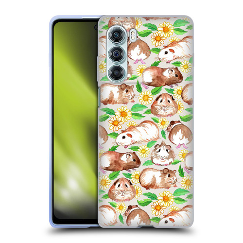 Micklyn Le Feuvre Patterns 2 Guinea Pigs And Daisies In Watercolour On Tan Soft Gel Case for Motorola Edge S30 / Moto G200 5G