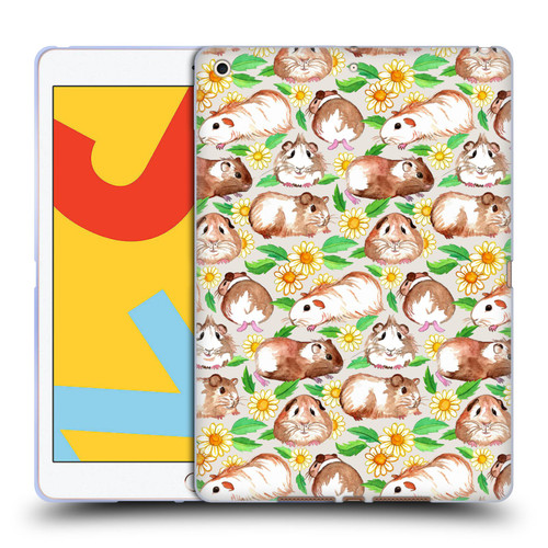 Micklyn Le Feuvre Patterns 2 Guinea Pigs And Daisies In Watercolour On Tan Soft Gel Case for Apple iPad 10.2 2019/2020/2021
