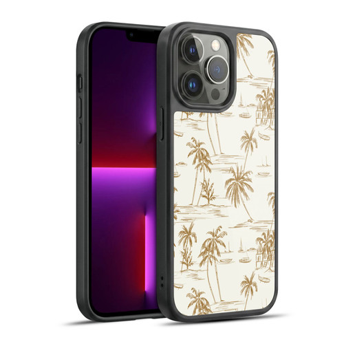Anis Illustration Mix Pattern Beach Beige Gold Gel Armour Case For Apple iPhone 13 Pro Max