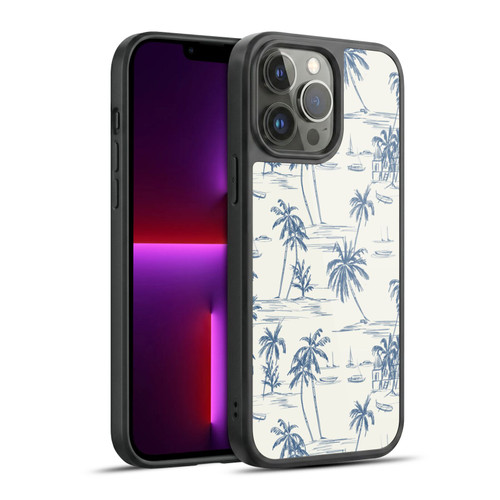 Anis Illustration Mix Pattern Blue Beach Bold Gel Armour Case For Apple iPhone 13 Pro Max