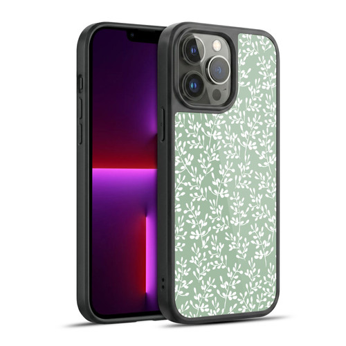 Anis Illustration Mix Pattern Tiny Leaves Green Gel Armour Case For Apple iPhone 13 Pro Max