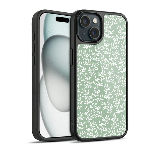 Anis Illustration Mix Pattern Tiny Leaves Green Gel Armour Case For Apple iPhone 15