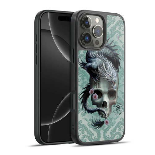 Anne Stokes Oriental Skull Green Dragon Swirls Gel Armour Case For Apple iPhone 16 Pro Max