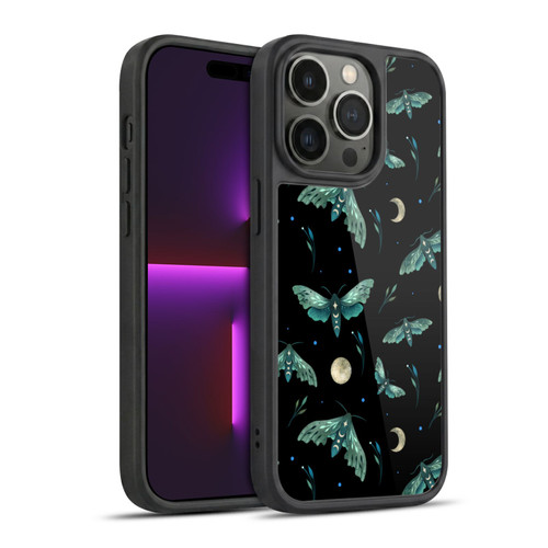 Episodic Drawing Art Lime Hawk Moth Pattern Gel Armour Case For Apple iPhone 14 Pro