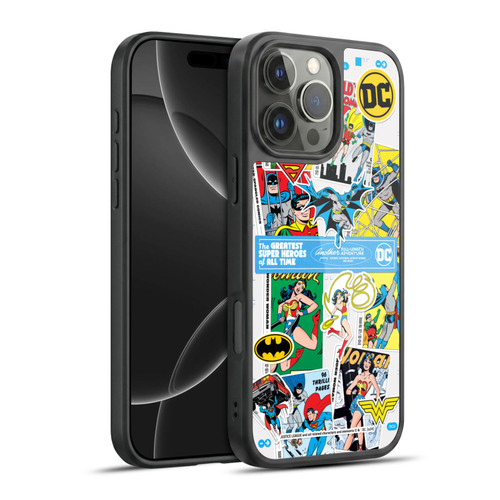 Justice League DC Comics 90th Anniversary Sticker Collage Gel Armour Case For Apple iPhone 16 Pro Max