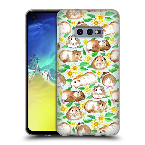 Micklyn Le Feuvre Patterns 2 Guinea Pigs And Daisies In Watercolour On Mint Soft Gel Case for Samsung Galaxy S10e