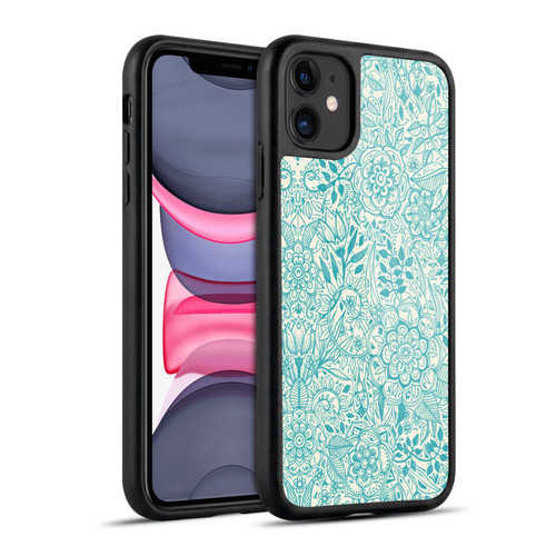 Micklyn Le Feuvre Floral Patterns Teal And Cream Gel Armour Case For Apple iPhone 11