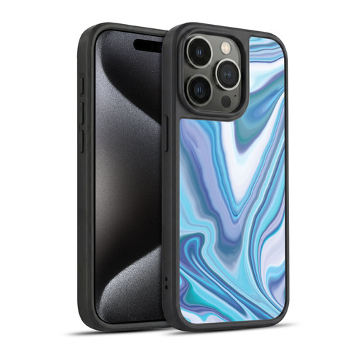 Suzan Lind Marble Dark Blue Pastel Gel Armour Case For Apple iPhone 15 Pro