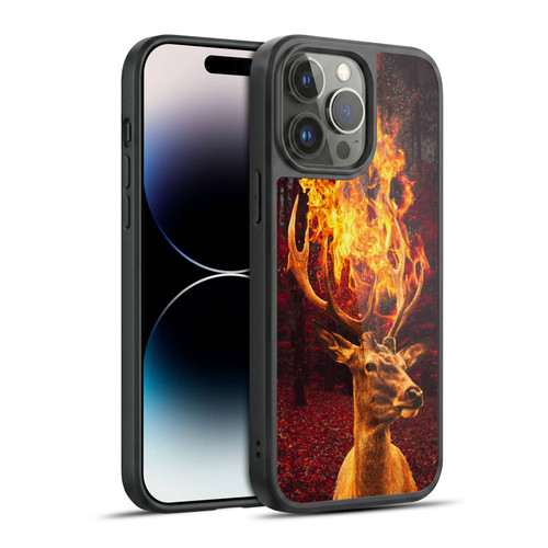 Dave Loblaw Animals Fire Deer Forest Gel Armour Case For Apple iPhone 14 Pro Max