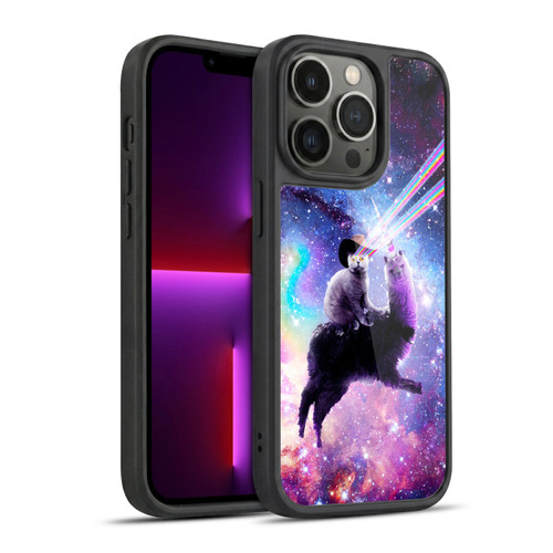 Random Galaxy Animals Laser Space Cat Riding Llama Gel Armour Case For Apple iPhone 13 Pro
