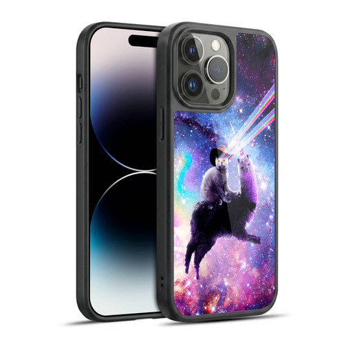 Random Galaxy Animals Laser Space Cat Riding Llama Gel Armour Case For Apple iPhone 14 Pro Max
