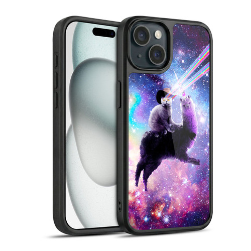 Random Galaxy Animals Laser Space Cat Riding Llama Gel Armour Case For Apple iPhone 15
