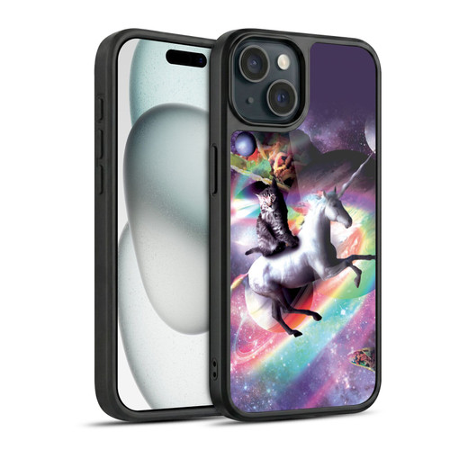 Random Galaxy Animals Space Cat Riding Unicorn Gel Armour Case For Apple iPhone 15