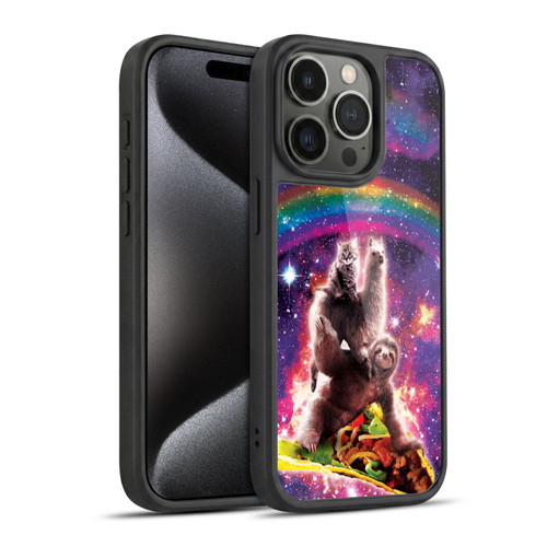 Random Galaxy Animals Space Cat Llama Sloth On Taco Gel Armour Case For Apple iPhone 15 Pro