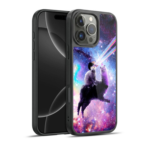 Random Galaxy Animals Laser Space Cat Riding Llama Gel Armour Case For Apple iPhone 16 Pro Max