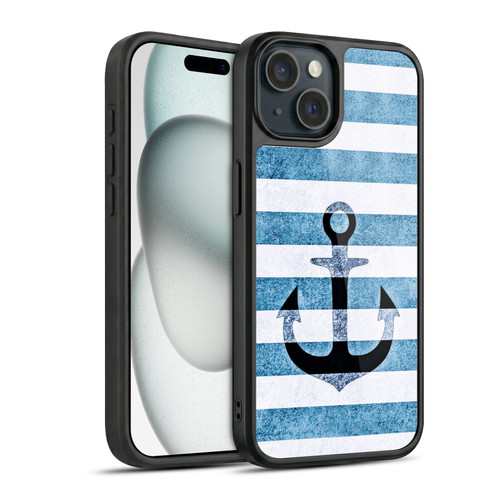 Monika Strigel Vintage Anchors Indigo Gel Armour Case For Apple iPhone 15