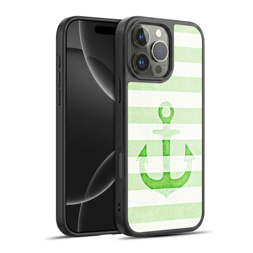 Monika Strigel Vintage Anchors Green Gel Armour Case For Apple iPhone 16 Pro Max