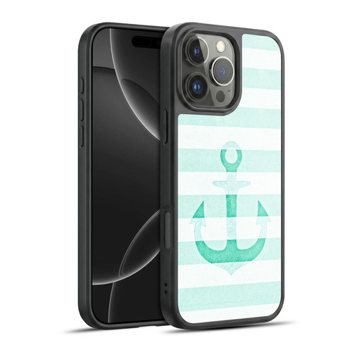 Monika Strigel Vintage Anchors Mint Gel Armour Case For Apple iPhone 16 Pro Max