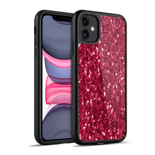 PLdesign Sparkle Prints Dark Pink Red Gel Armour Case For Apple iPhone 11