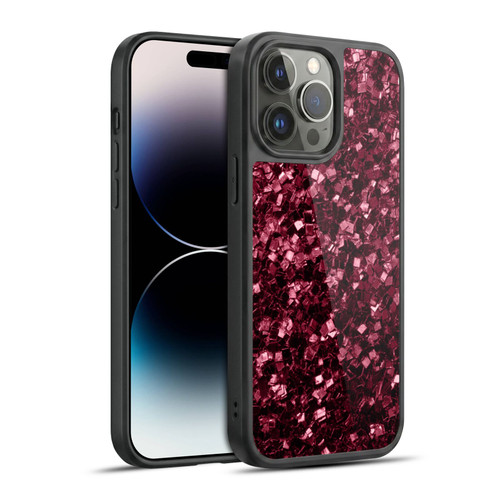 PLdesign Sparkle Prints Burgundy Red Gel Armour Case For Apple iPhone 14 Pro Max