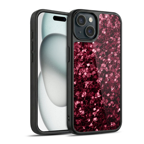 PLdesign Sparkle Prints Burgundy Red Gel Armour Case For Apple iPhone 15