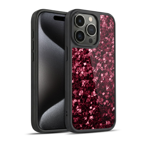PLdesign Sparkle Prints Burgundy Red Gel Armour Case For Apple iPhone 15 Pro