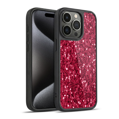 PLdesign Sparkle Prints Dark Pink Red Gel Armour Case For Apple iPhone 15 Pro