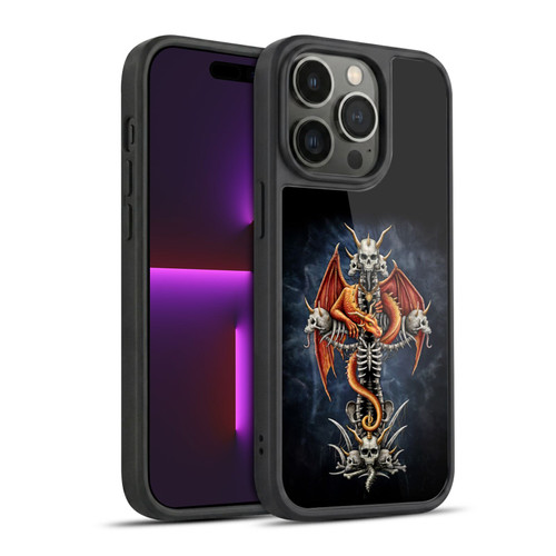 Sarah Richter Fantasy Creatures Red Dragon Guarding Bone Cross Gel Armour Case For Apple iPhone 14 Pro