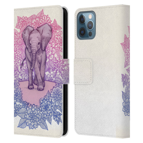 Micklyn Le Feuvre Animals Cute Baby Elephant Leather Book Wallet Case Cover For Apple iPhone 12 / iPhone 12 Pro