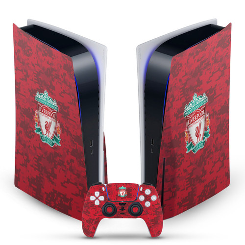 Liverpool Football Club Art Crest Red Camouflage Vinyl Sticker Skin Decal Cover for Sony PS5 Disc Edition Bundle