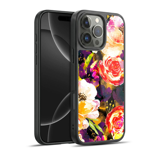 Anis Illustration Flowers Purple Gel Armour Case For Apple iPhone 16 Pro Max