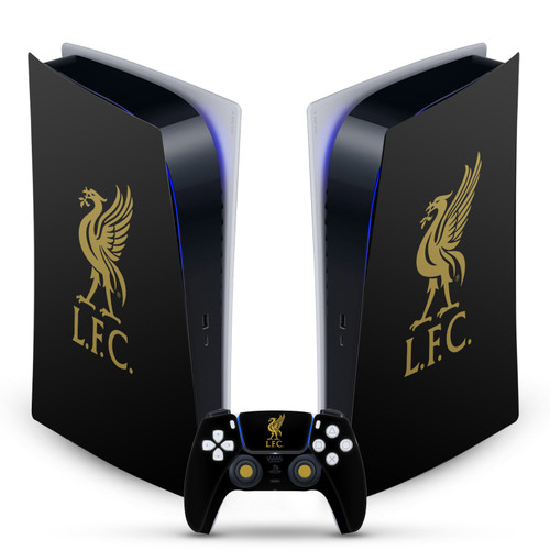 Liverpool Football Club Art Liver Bird Gold On Black Vinyl Sticker Skin Decal Cover for Sony PS5 Digital Edition Bundle