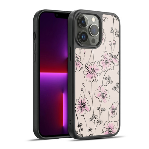 Anis Illustration Floral Pattern Wild Roses Beige Pink Gel Armour Case For Apple iPhone 13 Pro Max