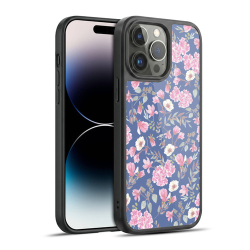 Anis Illustration Floral Pattern Romantic Blue Pink Gel Armour Case For Apple iPhone 14 Pro Max