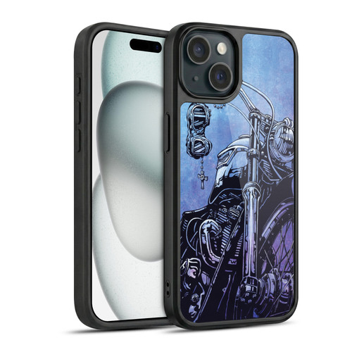 David Lozeau Skeleton Grunge Motorcycle Gel Armour Case For Apple iPhone 15