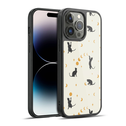 Episodic Drawing Pattern Cat And Moon Gel Armour Case For Apple iPhone 14 Pro Max