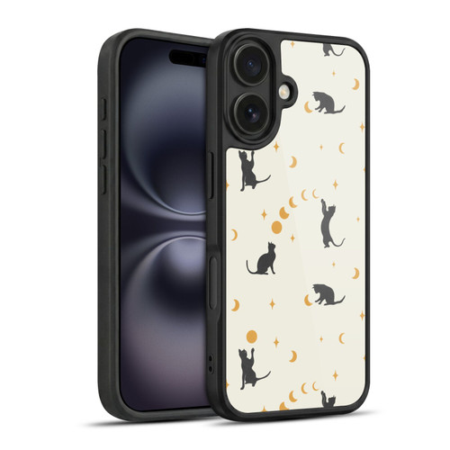 Episodic Drawing Pattern Cat And Moon Gel Armour Case For Apple iPhone 16