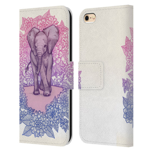 Micklyn Le Feuvre Animals Cute Baby Elephant Leather Book Wallet Case Cover For Apple iPhone 6 / iPhone 6s