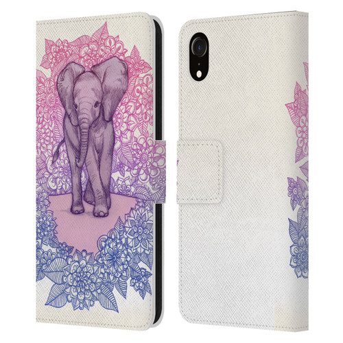 Micklyn Le Feuvre Animals Cute Baby Elephant Leather Book Wallet Case Cover For Apple iPhone XR