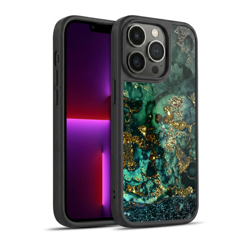 UtArt Malachite Emerald Gold And Seafoam Green Gel Armour Case For Apple iPhone 13 Pro