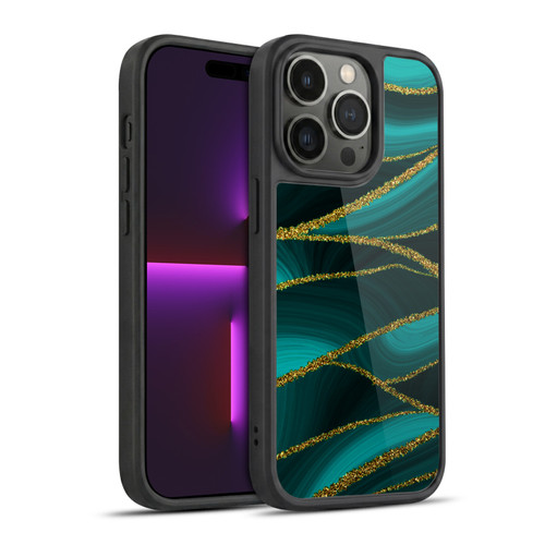 UtArt Malachite Emerald Turquoise Shimmers Gel Armour Case For Apple iPhone 14 Pro