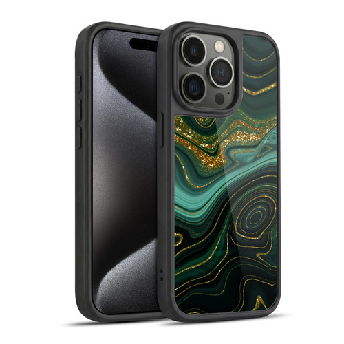 UtArt Malachite Emerald Gilded Teal Gel Armour Case For Apple iPhone 15 Pro