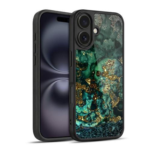 UtArt Malachite Emerald Gold And Seafoam Green Gel Armour Case For Apple iPhone 16