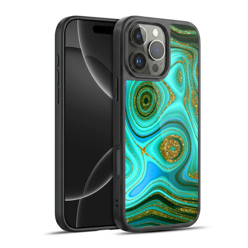 UtArt Malachite Emerald Liquid Gem Gel Armour Case For Apple iPhone 16 Pro Max