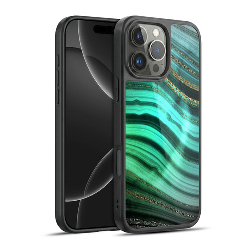 UtArt Malachite Emerald Glitter Gradient Gel Armour Case For Apple iPhone 16 Pro Max