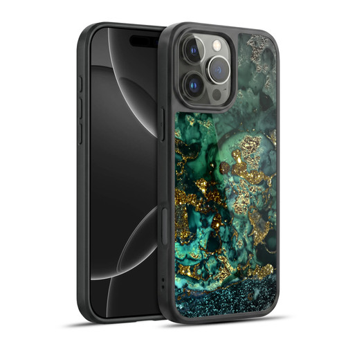 UtArt Malachite Emerald Gold And Seafoam Green Gel Armour Case For Apple iPhone 16 Pro Max