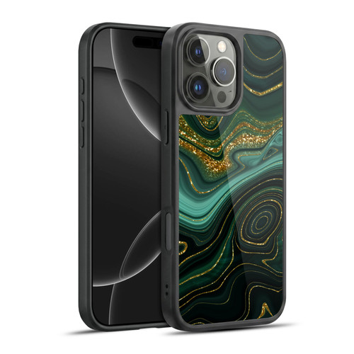 UtArt Malachite Emerald Gilded Teal Gel Armour Case For Apple iPhone 16 Pro Max