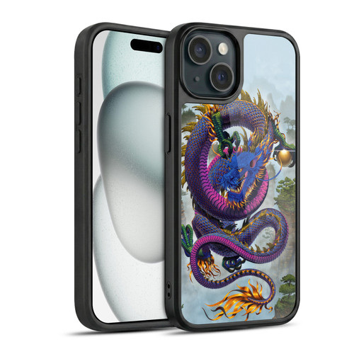 Vincent Hie Graphics Good Fortune Dragon Blue Gel Armour Case For Apple iPhone 15