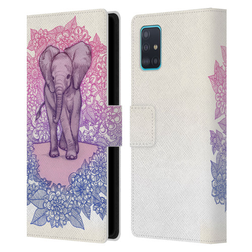 Micklyn Le Feuvre Animals Cute Baby Elephant Leather Book Wallet Case Cover For Samsung Galaxy A51 (2019)