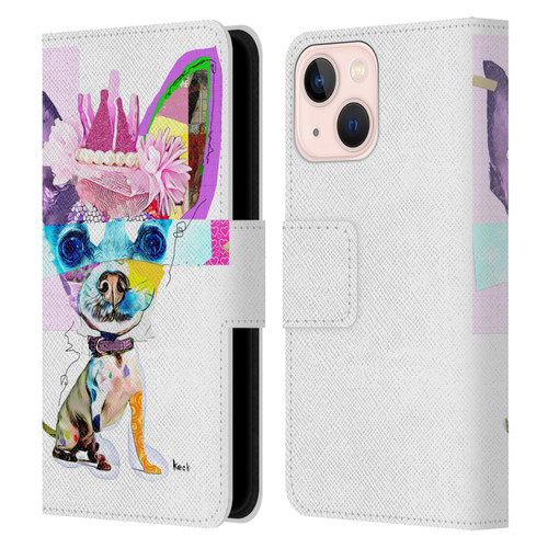Michel Keck Animal Collage Chihuahua Leather Book Wallet Case Cover For Apple iPhone 13 Mini